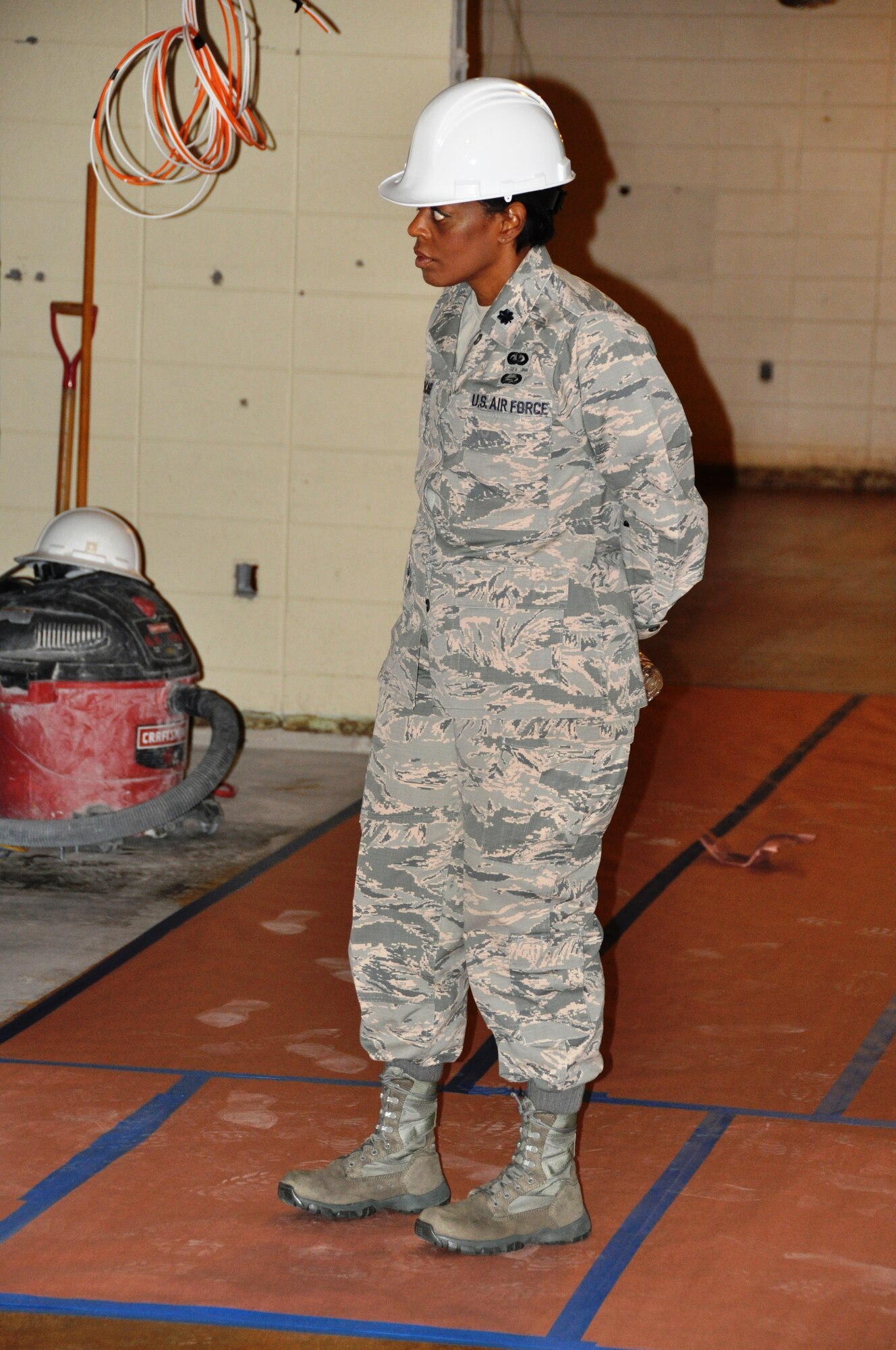442d Fighter Wing senior leaders view progress being made in hangar 52 on Whiteman AFB, Mo.  The newly renovated offices will provide much needed space for several units across the wing. (U.S. Air Force photos by 1st Lt Jeff Kelly)