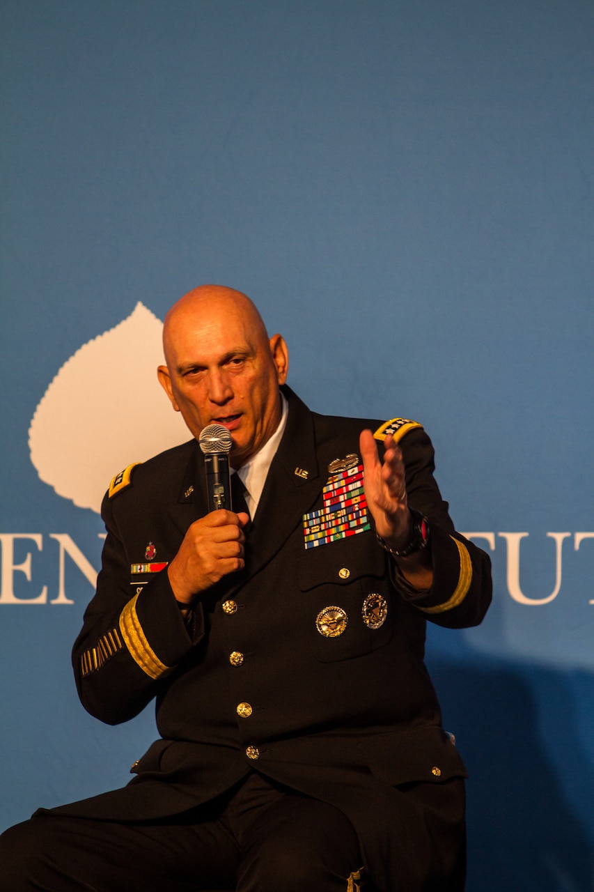 Army Chief of Staff Gen. Ray Odierno responds to a question at the Aspen Security Forum in Aspen Colo., July 23, 2014. U.S. Army photo by Staff Sgt. Mikki L. Sprenkle