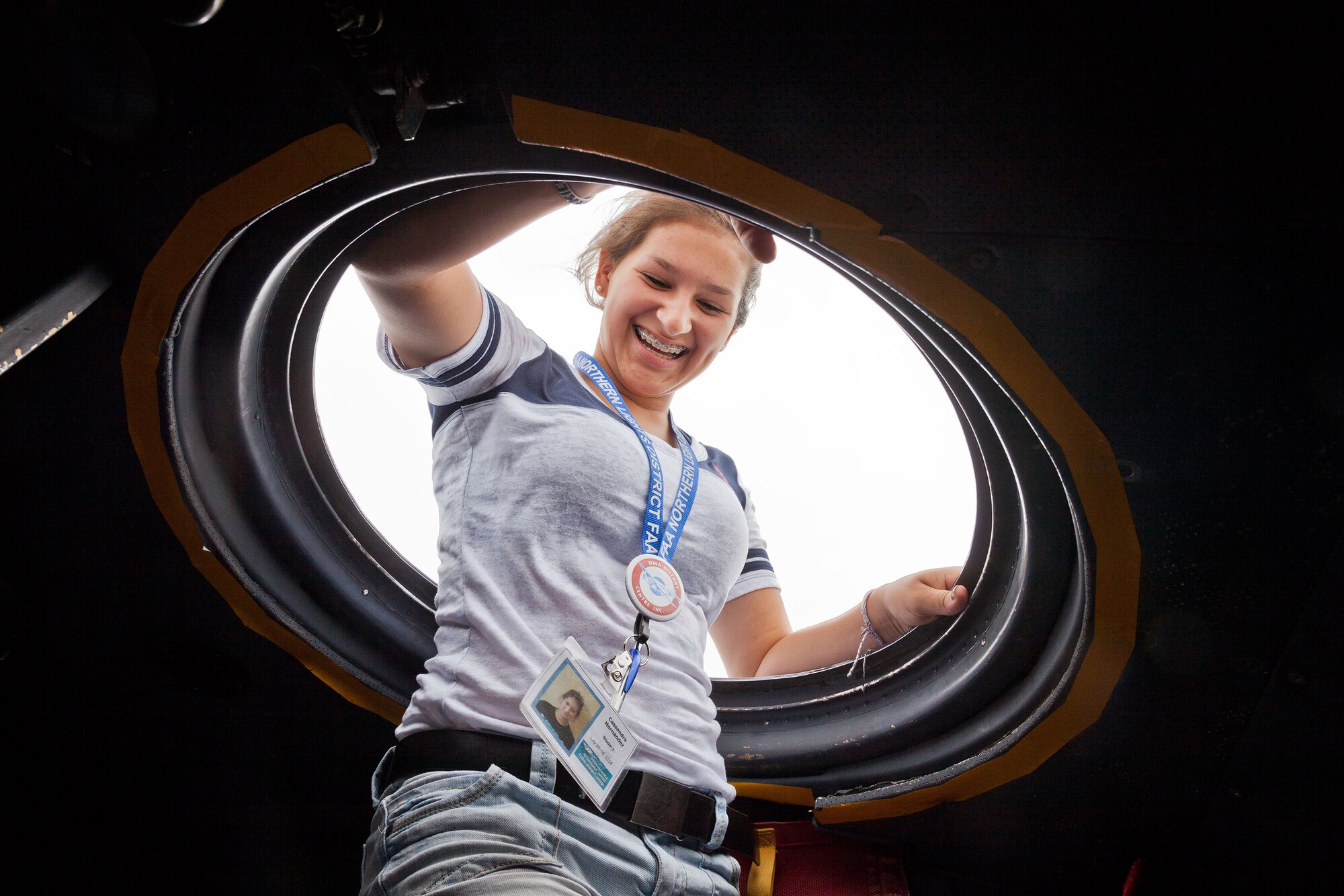 A tour of a C-130 aircraft caps off a week of activities for the Minnesota Aviation Career Education program.  The 934th Airlift Wing hosted the ACE Camp, which is held each year in June and July for high school students interested in aviation careers.  (U.S. Air Force photo/Shannon McKay)