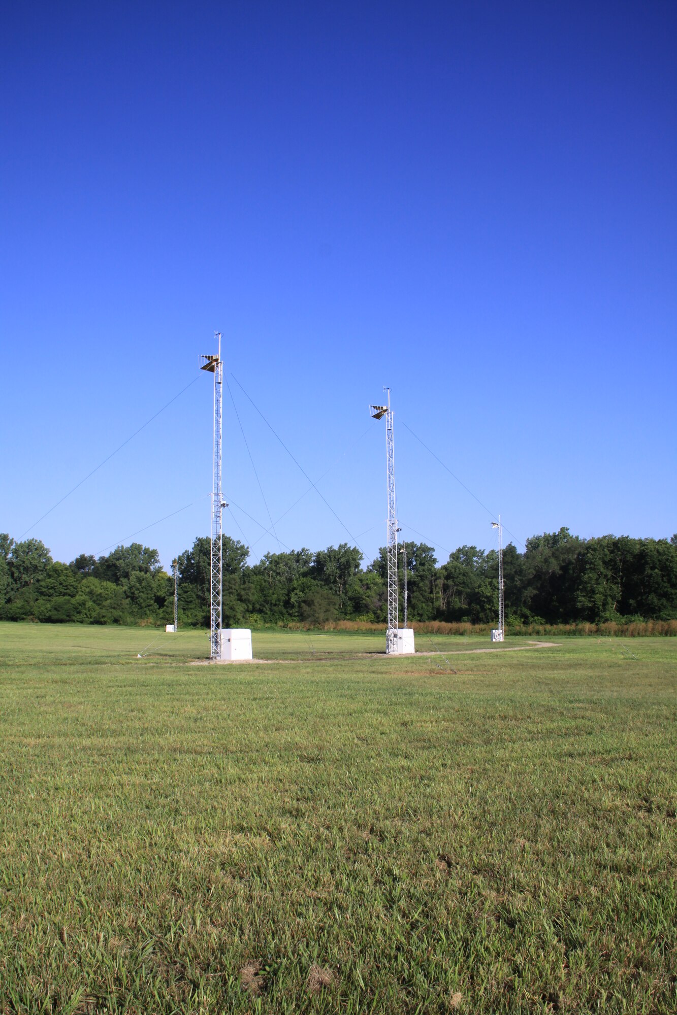 The array of towers on the will enable research and concept development in the area of distributed RF Sensing amongst rel-world congested radio and frequency signal areas. (Air Force Photo by Teddy Pitts)