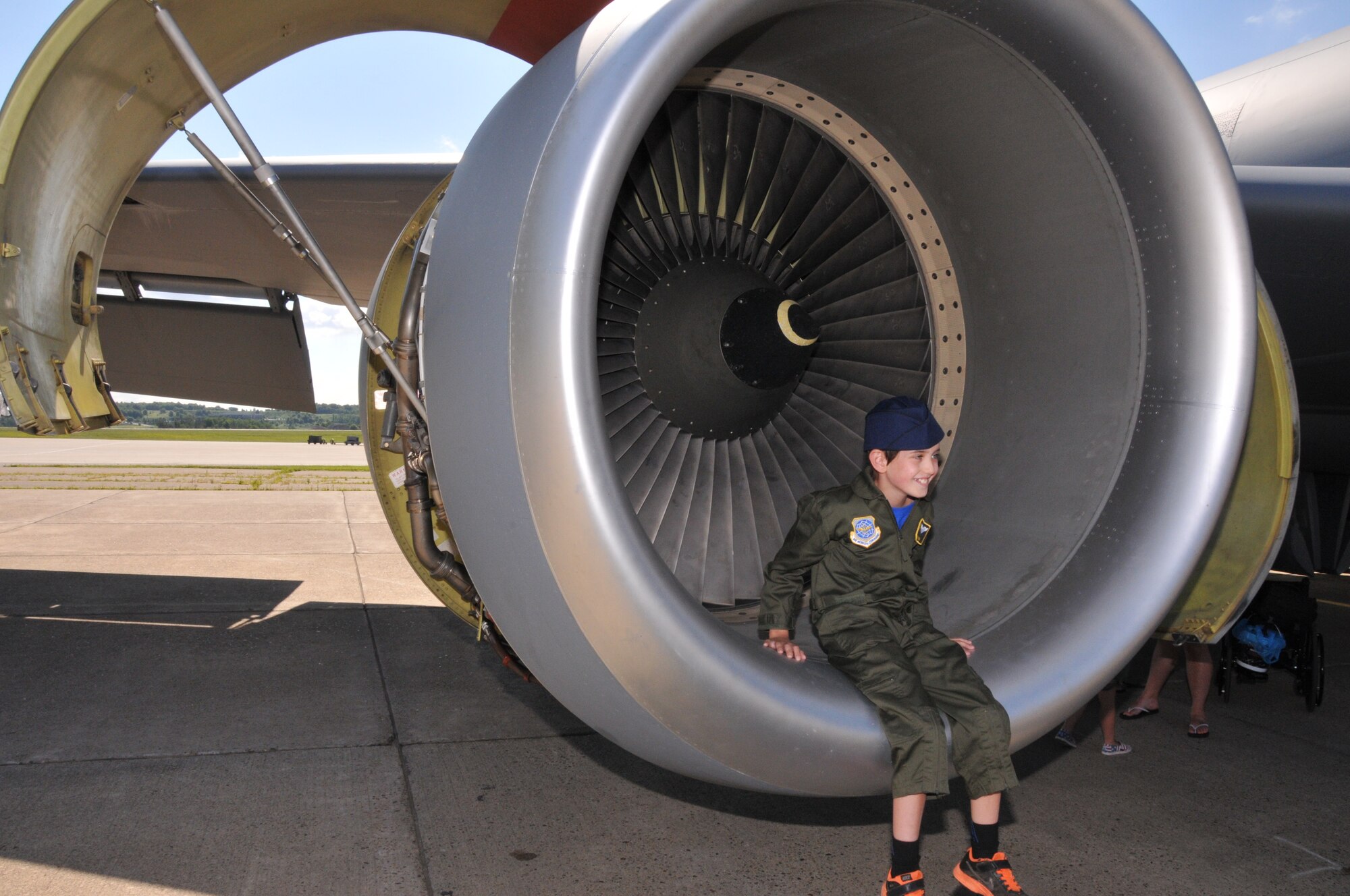 Eight year old Joey Fabus and his family were invited to the 171st Air Refueling Wing located near Pittsburgh Pa. for Joey to be Commander for a day July 17, 2014. Joey has Diffuse Intrinsic Pontine Glioma, an inoperable tumor that grows in the middle of the brainstem, his condition is terminal. Joey was sworn in as commander of the 171st from the Mission Support Group Commander Colonel Mark Goodwill. He then received his flight suit, hat, and pilot wings. From there, Joey toured the security forces section where he got to see, hands on, the different weapons the 171st uses. Joey was then given an intelligence briefing and given a scenario where he had to make a command decision. He then got a tour of one of the KC-135 R/T Stratotanker aircraft. The day ended when Joey received a medal for his bravery from 171st Maintenance Group Commander Colonel Thomas Hess.  Joey’s parents, Cindy and Dave, were awarded a center of influence medal. It has always been a dream of Joey’s to be in the Military. (U.S. Air National Guard Photo by Major Karen Bogdan/Released)
