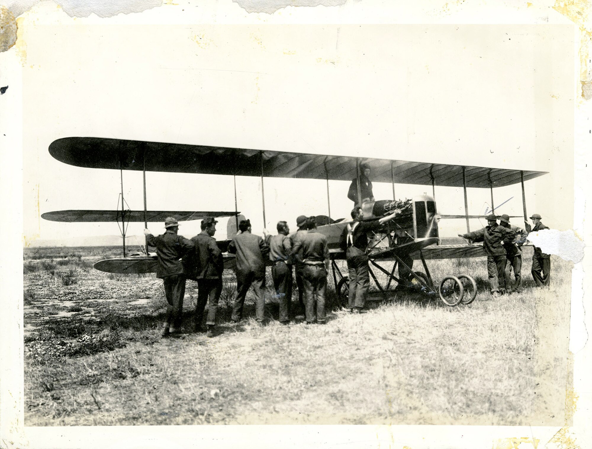 Master Sgt. Carl T. Hale, one of the first enlisted men assigned to the Aviation Section of the Army Signal Corps, was assigned to the Wright section first at College Park, Md., and later at Texas City, Texas. This series of photos depicts early flying activities at Texas City. Hale retired in 1938 after more than 30 years of service in Army aviation. (U.S. Air Force photo)