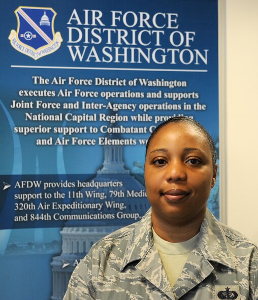 Tech. Sgt. Roxanne Ollison, Air Force District of Washington NCOIC of Ceremonies and Protocol, is an AFDW Capital Airman. Ollison was recently selected as the AFDW NCO of the quarter. (U.S. Air Force photo/Master Sgt. Tammie Moore)
