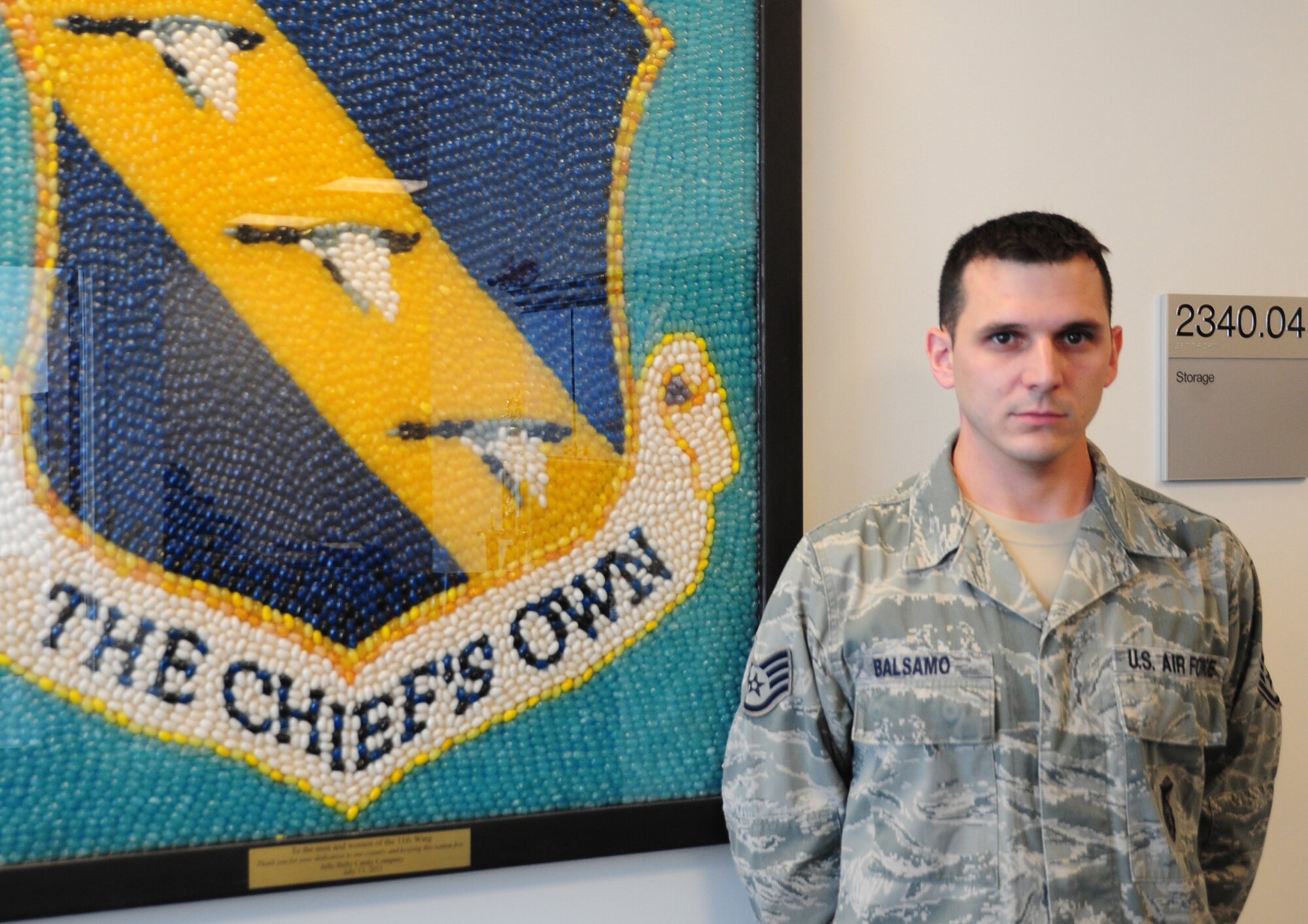 Staff Sgt. Aaron T. Balsamo, an 11th Security Support Squadron visitor control center clerk, is the latest Warrior of the Week. Balsamo created an innovative solution to solve a problem with the VCC's flightline restricted access badge production system, keeping Andrews mission-ready. (U.S. Air Force photo/Airman 1st Class Joshua R.M. Dewberry)