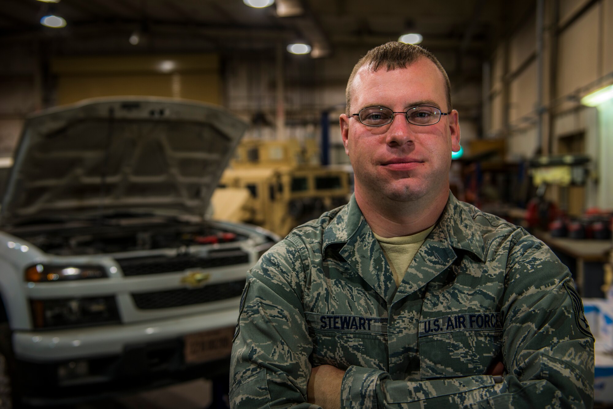 This week's Rock Solid Warrior is Staff Sgt. Cole Stewart. He is the material control non-commissioned officer in charge with the 386th Expeditionary Logistics Readiness Squadron. The Bradford, Ohio native is deployed from the 19th Logistics Readiness Squadron, Little Rock Air Force Base, Arizona. (U.S. Air Force photo by Staff Sgt. Jeremy Bowcock)