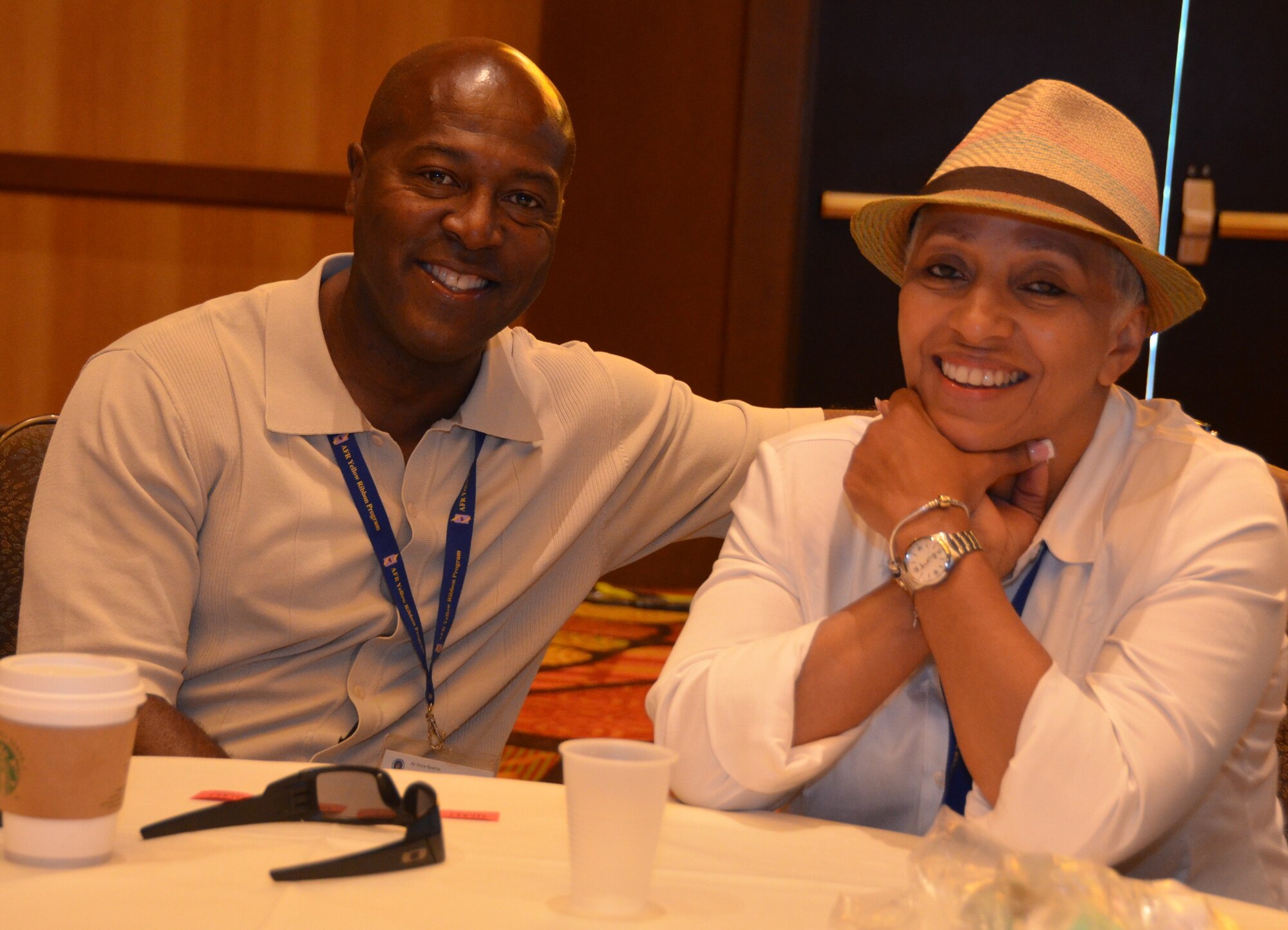 Master Sgt. Robert Davis of the 482nd Fighter Wing at Homestead Air Reserve Base, Fla., and his spouse, Angelique, were among 650 participants at an Air Force Reserve Command Yellow Ribbon Program training weekend July 26-27 in Orlando, Fla. (U.S. Air Force photo/Master Sgt. Andrew Biscoe) 