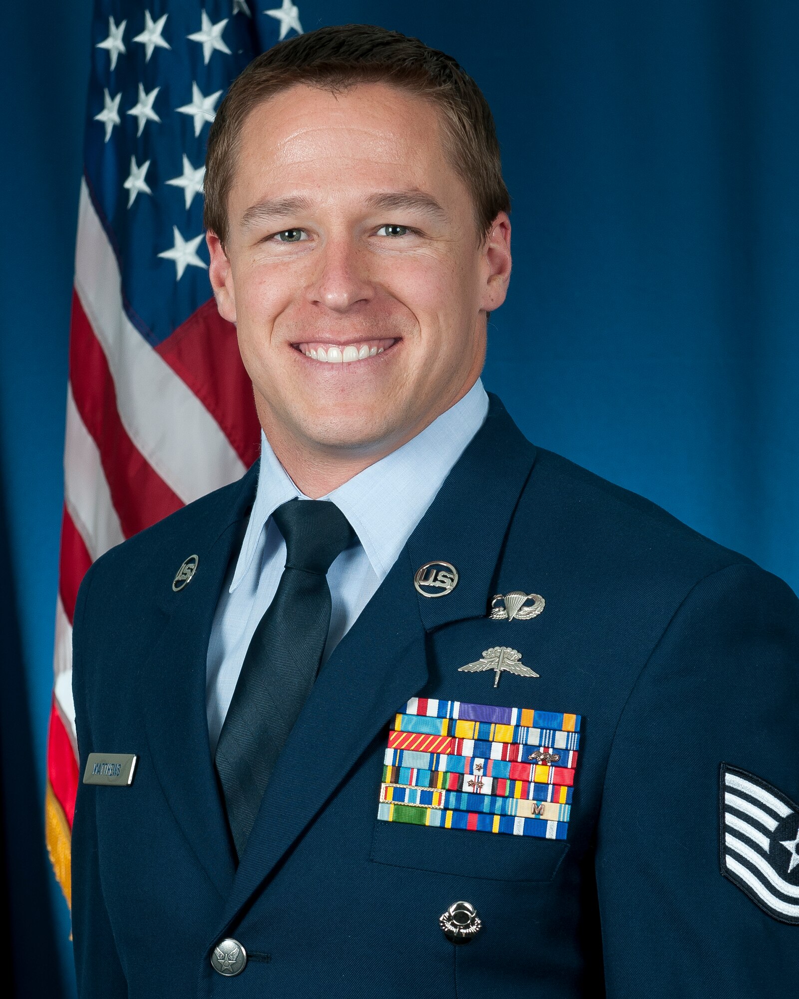 The Air National Guard's Outstanding Non-commissioned Officer of the Year, Technical Sgt. Douglas Matthews, a combat controller assigned to the 125th Special tactics Squadron, Oregon Air National Guard. Matthews was recently awarded the Silver Star, the nation's third-highest award for valor and is one of the 12 Outstanding Airmen of 2014. (Air National Guard Photo by Master Sgt. Marvin R. Preston/Released)
