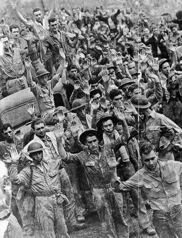 U.S. soldiers surrendering prior to the start of the Bataan Death March in Cebu, Philippines. (Courtesy Photo)