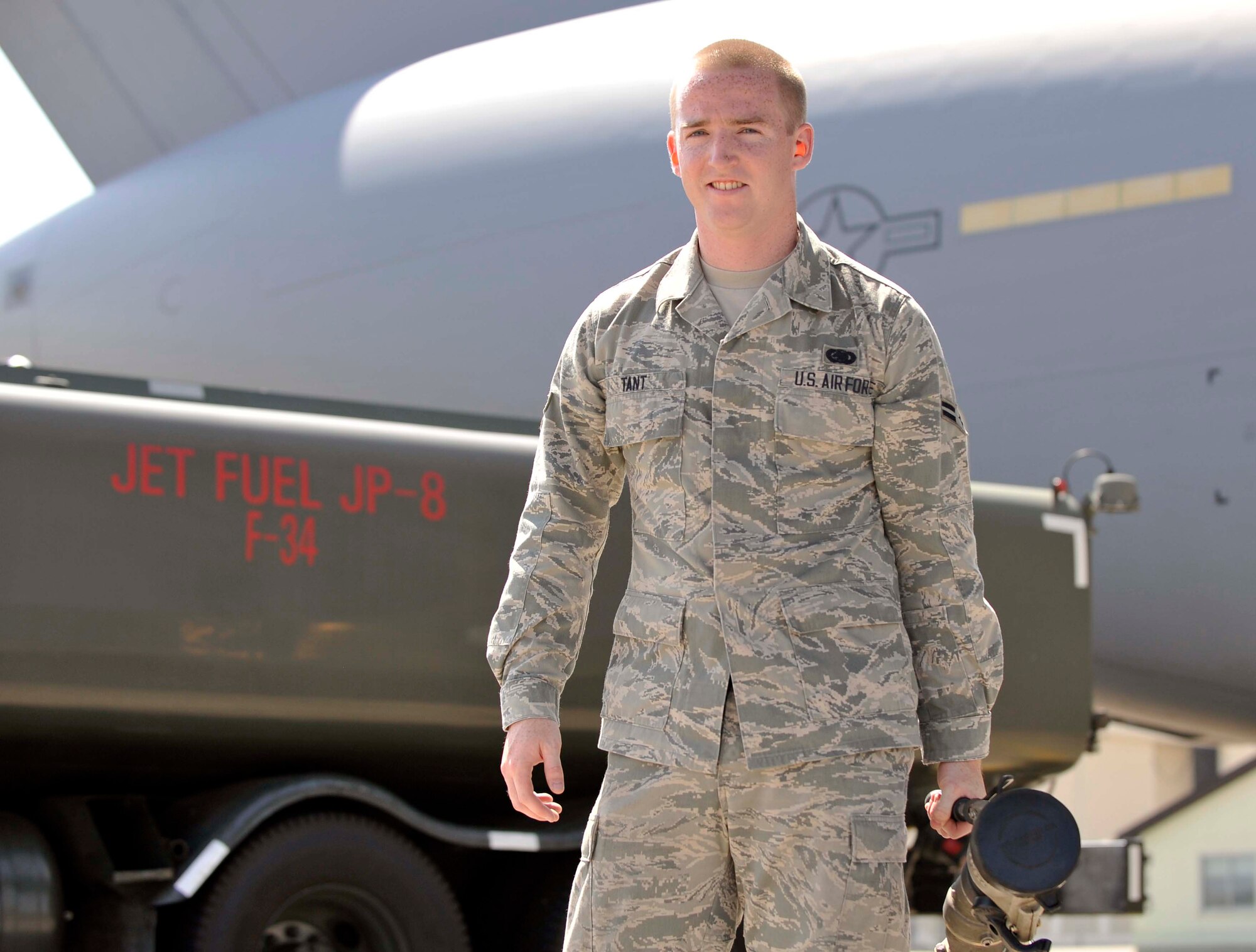 U.S. Air Force Airman 1st Class Shaun Tant, 35th Logistics Readiness Squadron fuels distribution operator from Houston, Texas is the Wild Weasel of the Week at Misawa Air Base, Japan. As a fuels distribution operator, Tant ensures the F-16 Fighting Falcons are properly fueled and ready to fly. (U.S. Air Force photo/Airman 1st Class Patrick S. Ciccarone)