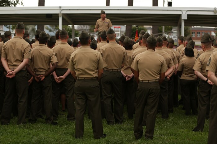 Major Gen. William D. Beydler speaks to Marines with 2nd Marine Aircraft Wing about the importance of operational readiness at Marine Corps Air Station Cherry Point, N.C., July 25, 2014. The visit came as part of Beydler's initial tour of Marine Corps units now under his command, including 2nd MAW. Beydler is the commanding general of II Marine Expeditionary Force and Marine Corps Forces Africa.