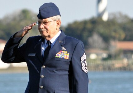 lorida Air National Guard Command Chief Master Sgt. Charles Wisniewski salutes during his retirement ceremony at the Florida National Guard Headquarters in St. Augustine, Fla., Jan. 6, 2012. Wisniewski, the last member of the Florida Air National Guard to have served in the Vietnam conflict, had more than 40 years of military service during his career.