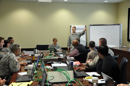 Army Brig. Gen. Brian C. Lein, the command surgeon for U.S. Army Forces Command, gives guidance at Fort Bragg, N.C., Jan., 12, 2012, to a team charged with establishing an Army-wide standardized disability evaluation process. The result of the team's efforts will improve the Army's portion of the Department of Defense's Integrated Disability Evaluation System, through which it is determined whether or not service members are fit for continued service.