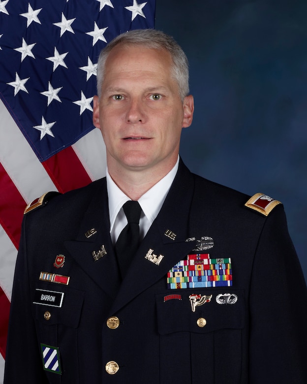 Col. Christopher Barron, of Goshen, N.Y., assumed command of the New England District of the U.S. Army Corps of Engineers, July 31, 2014. Barron’s most recent assignment was as the U.S. Army War College’s Visiting Defense Fellow at Queens University, in Kingston, Ontario. He graduated from Rose-Hulman Institute of Technology with a Bachelor of Science degree in physics and was commissioned a 2nd Lieutenant in the U.S. Army Corps of Engineers in 1991.

