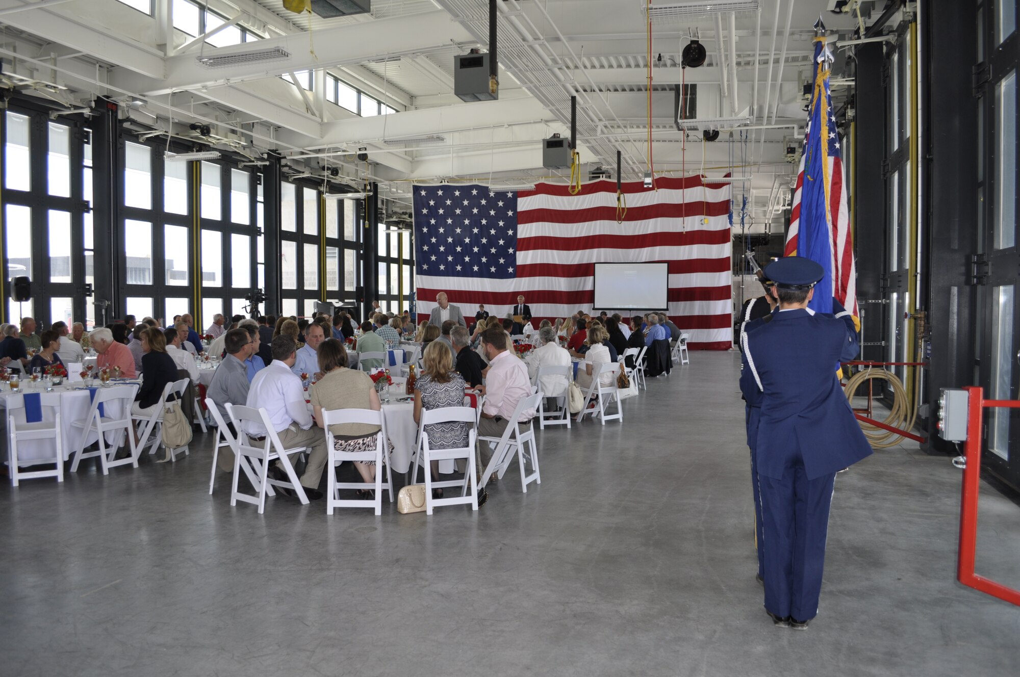 The Nevada Air National Guard’s 152nd Airlift Wing hosted the Barracuda Championship’s Salute the Troops Patriots Luncheon on July 29 in their state of the art firehouse. Civilian attendees were joined by military members for lunch and guest speaker, Chief Master Sgt. (retired) Bill Kendall spoke about the K9s for Warriors program. The event allows the Barracuda Championship to raise money for the local Veterans Guest House.