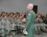 VANCE AIR FORCE BASE, Okla. – Col. Clark Quinn, the 71st Flying Training Wing commander, briefs Vance Airmen July 29 in the Armed Forces Reserve Center during his first wing commander's call since joining Team Vance. Quinn briefed the wing on expectations and requirements. (U.S. Air Force photo/Terry Wasson)