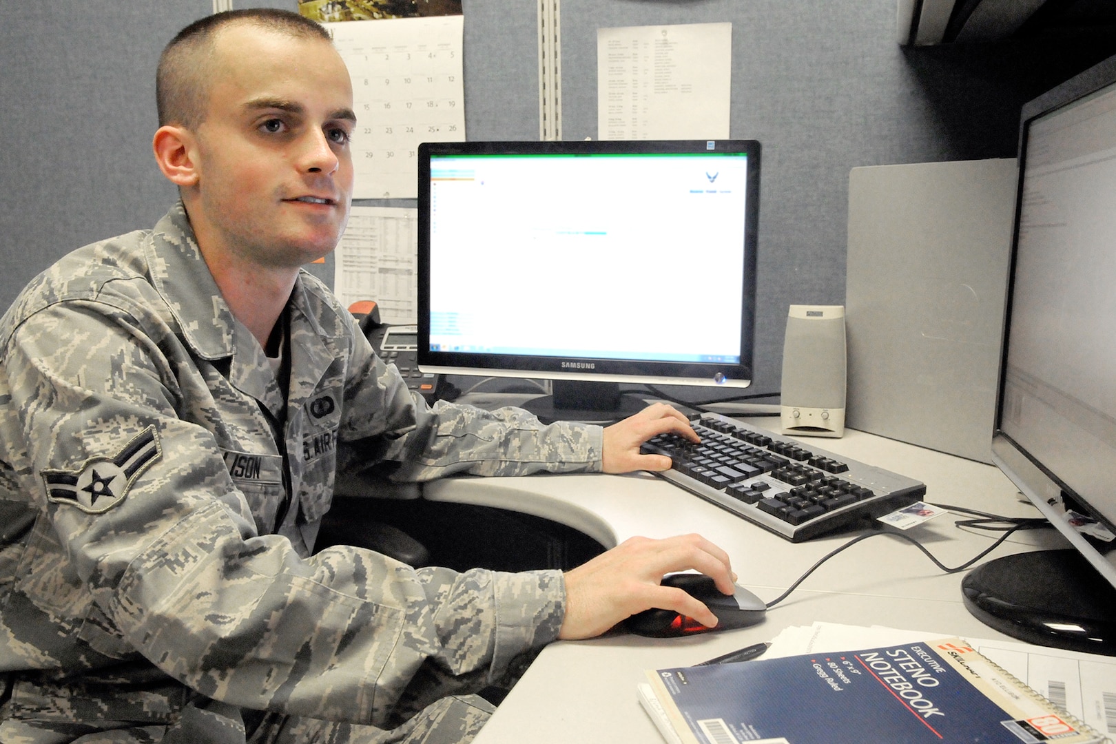 AIC David Ellison is a travel pay technician with the 502nd Comptroller Squadron, Joint Base San Antonio-Lackland, Texas. (U.S. Air Force photo by Dona Fair)