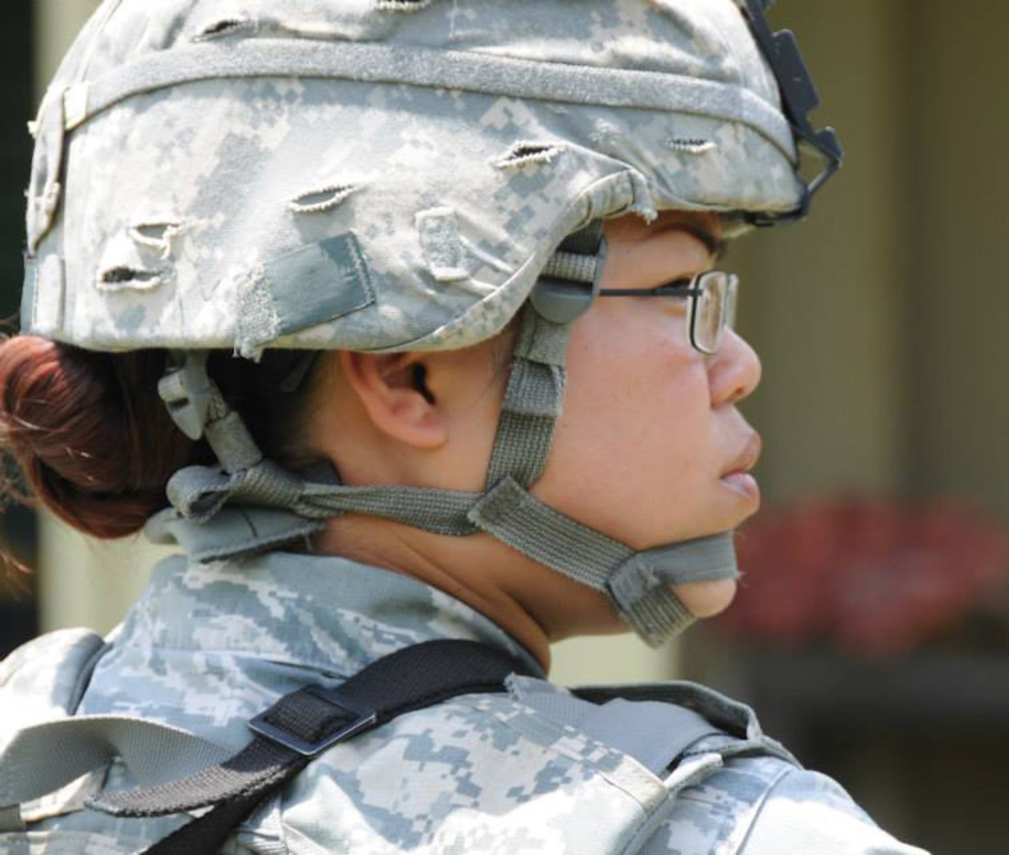 SSgt Cinderella James from the 412th Security Forces Squadron, Edwards AFB, Calif., conducts base security operations training during the final Phoenix Warrior course at the USAF Expeditionary Center, Joint Base McGuire-Dix-Lakehurst, N.J. 
USAF photo by Brad Camara
