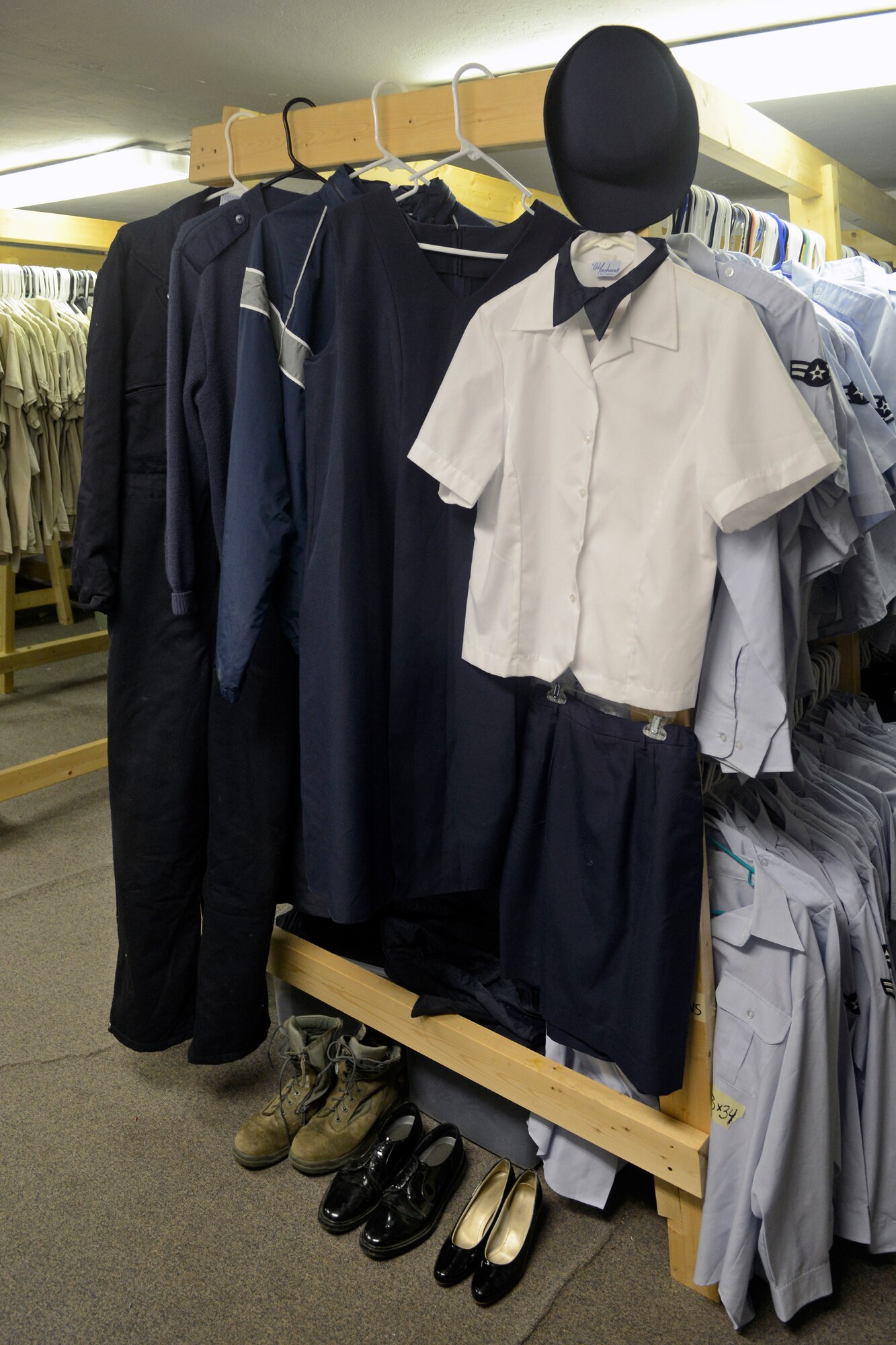 Uniform items are available for free to all ranks, enlisted and officer, at the Airman’s Attic located at Bldg. 224 on Area 2, at Aviano Air Base, Italy.  Uniform items available include Airman Battle Uniforms, service dress items, shoes and various accouterments.  The Airman’s Attic is open Thursdays from 4 to 6 p.m. and every first and third Saturday from 10 a.m. to 1 p.m. (U.S. Air Force photo/Staff Sgt Jessica Hines)