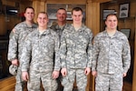 One dad and four sons now serve with the Missouri National Guard's 1-129th Field Artillery Battalion. Back row: Army Spc. Matthew Sipes and Army Sgt. 1st Class Charley Ramsey. Front row: Army Spc. Taylor Ramsey, Army Pvt. Mark Ramsey and Army Staff Sgt. Lance Ramsey.