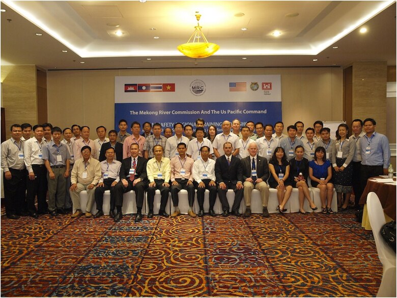 Participants of the Dam Safety II Workshop pose for a class photo in Ho Chi Minh City, Vietnam. This workshop followed the Dam Safety I Workshop in 2013 in Thailand.