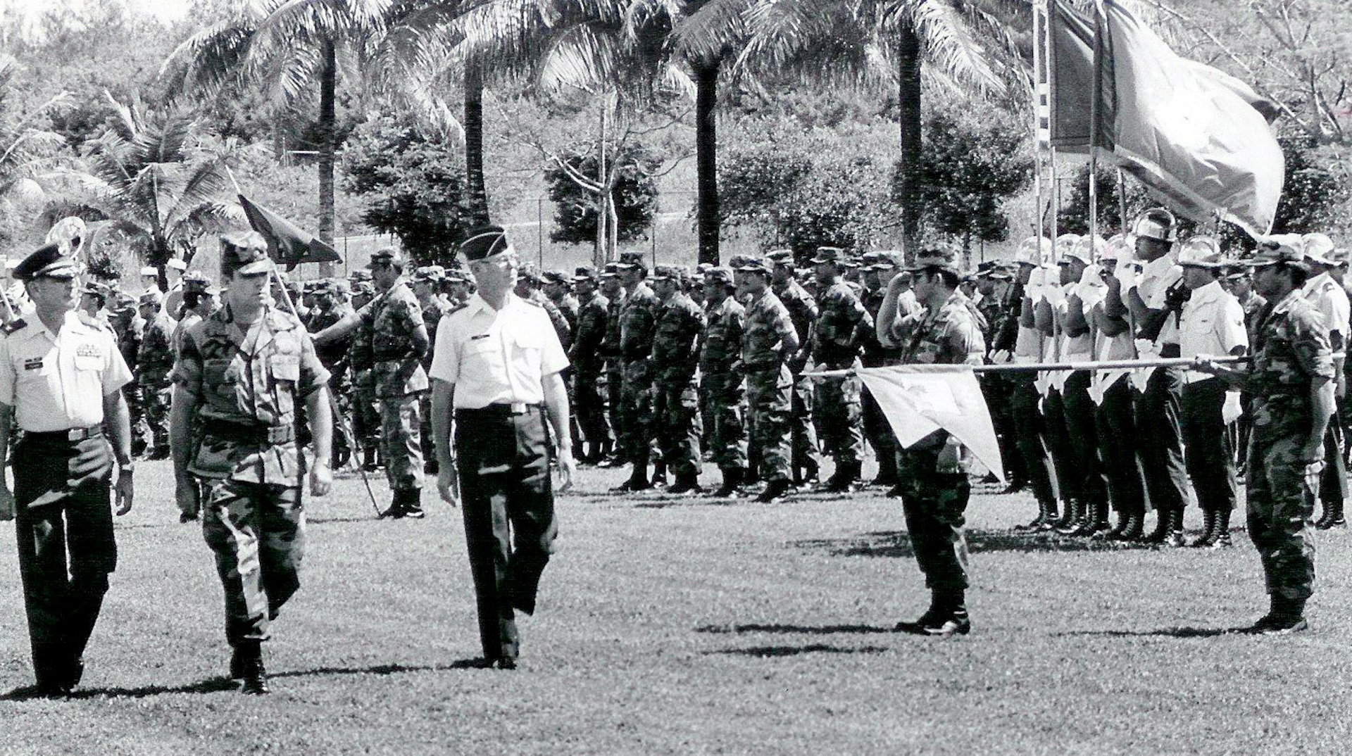 Air Force Brig. Gen. Robert Neitz troops the line during his time as the adjutant general of the Guam National Guard.