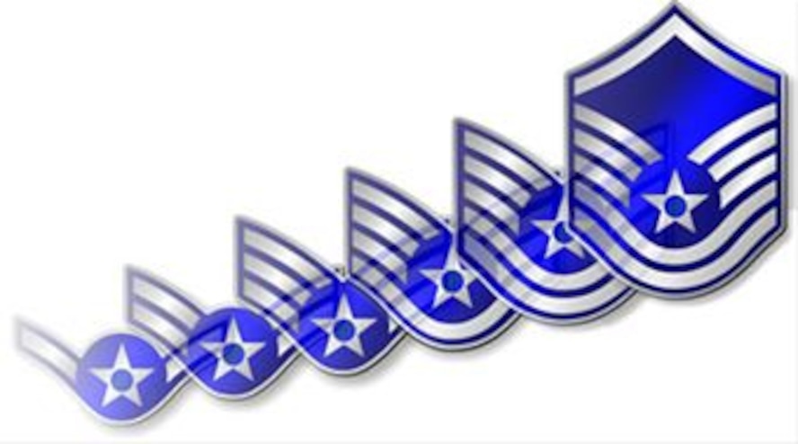 Airman to Master Sergeant progression of enlisted ranks. (U.S. Air Force graphic)