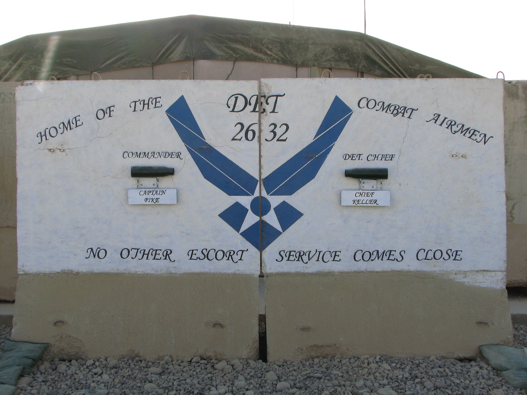 A banner displays the motto of the Detachment 2632 gun truck company Balad Air Base, Iraq. (courtesy photo)