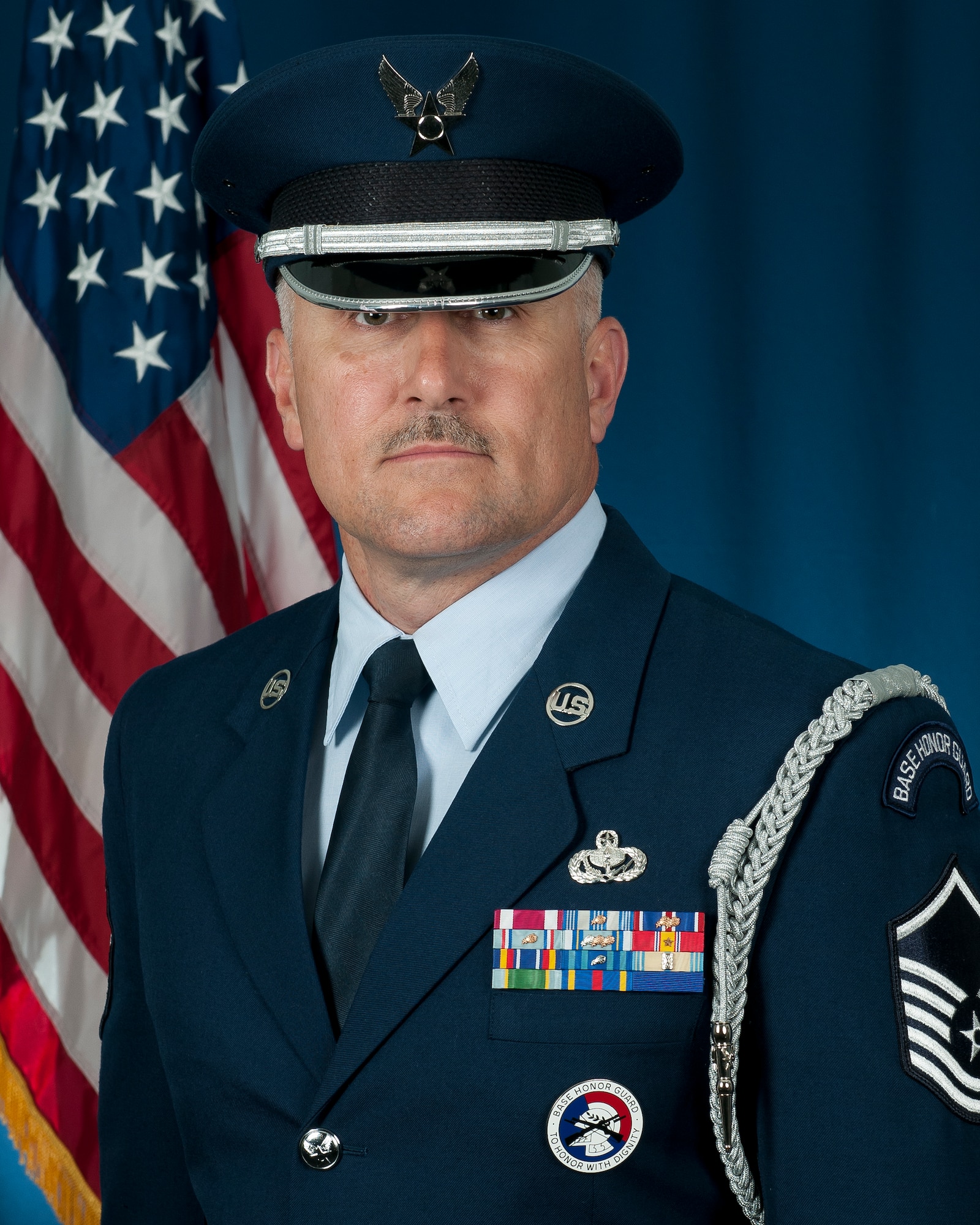 The Air National Guard's 2014 Outstanding Honor Guard Program Manager of the Year, Master Sgt. David Coker, a services craftsman with the 128th Air Refueling Wing, Wisconsin Air National Guard. Coker was selected for his leadership excellence and dedication to ensuring our nation’s veterans are paid proper final respects. (U.S. Air National Guard photo by Master Sgt. Marvin R. Preston/Released)