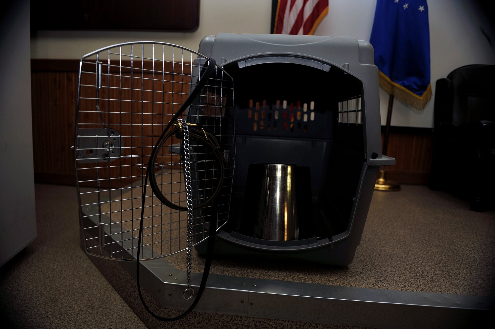A missing dog display is placed at the military working dog memorial service May 30, 2014 on Osan Air Base, Republic of Korea. The display represents the bond between dog and handler. (U.S. Air Force photo by Senior Airman David Owsianka)