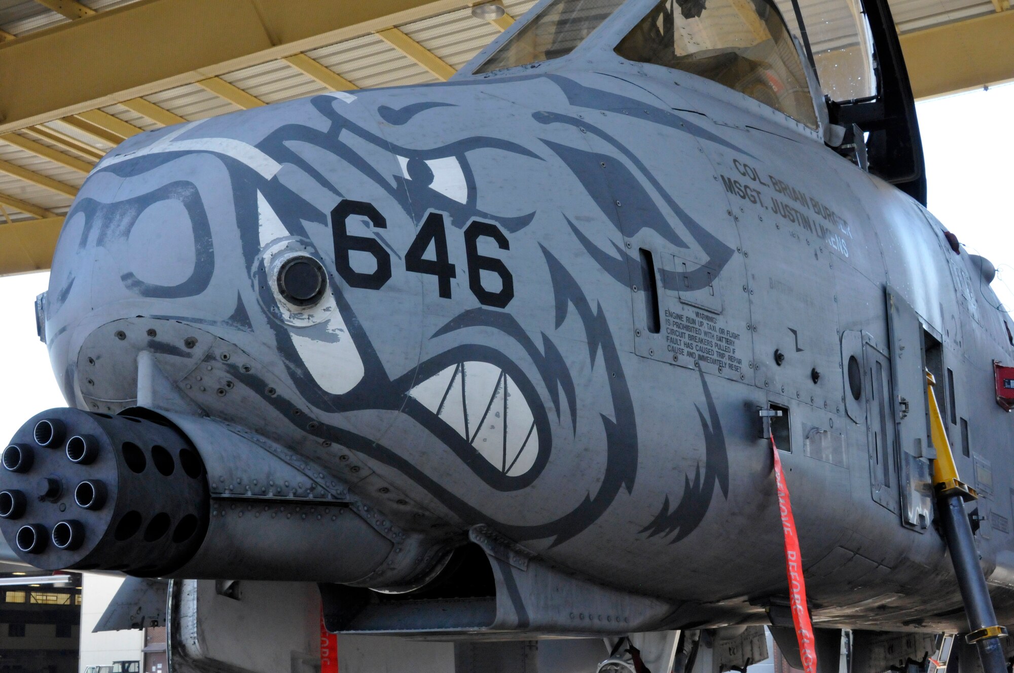 Col. Brian T. Burger, 188th Operations Group commander, conducted his ceremonial fini (final) training flight in the A-10C Thunderbolt II “Warthog” (Tail No. 646) May 15, 2014, at Ebbing Air National Guard Base, Fort Smith, Arkansas. Burger has flown the Warthog longer than any 188th pilot. The last two A-10s depart Fort Smith June 7, 2014, as the 188th transitions from a fighter mission to an intelligence, reconnaissance and surveillance/ remotely piloted aircraft mission. (U.S. Air National Guard photo by Tech Sgt. Josh Lewis/Released)