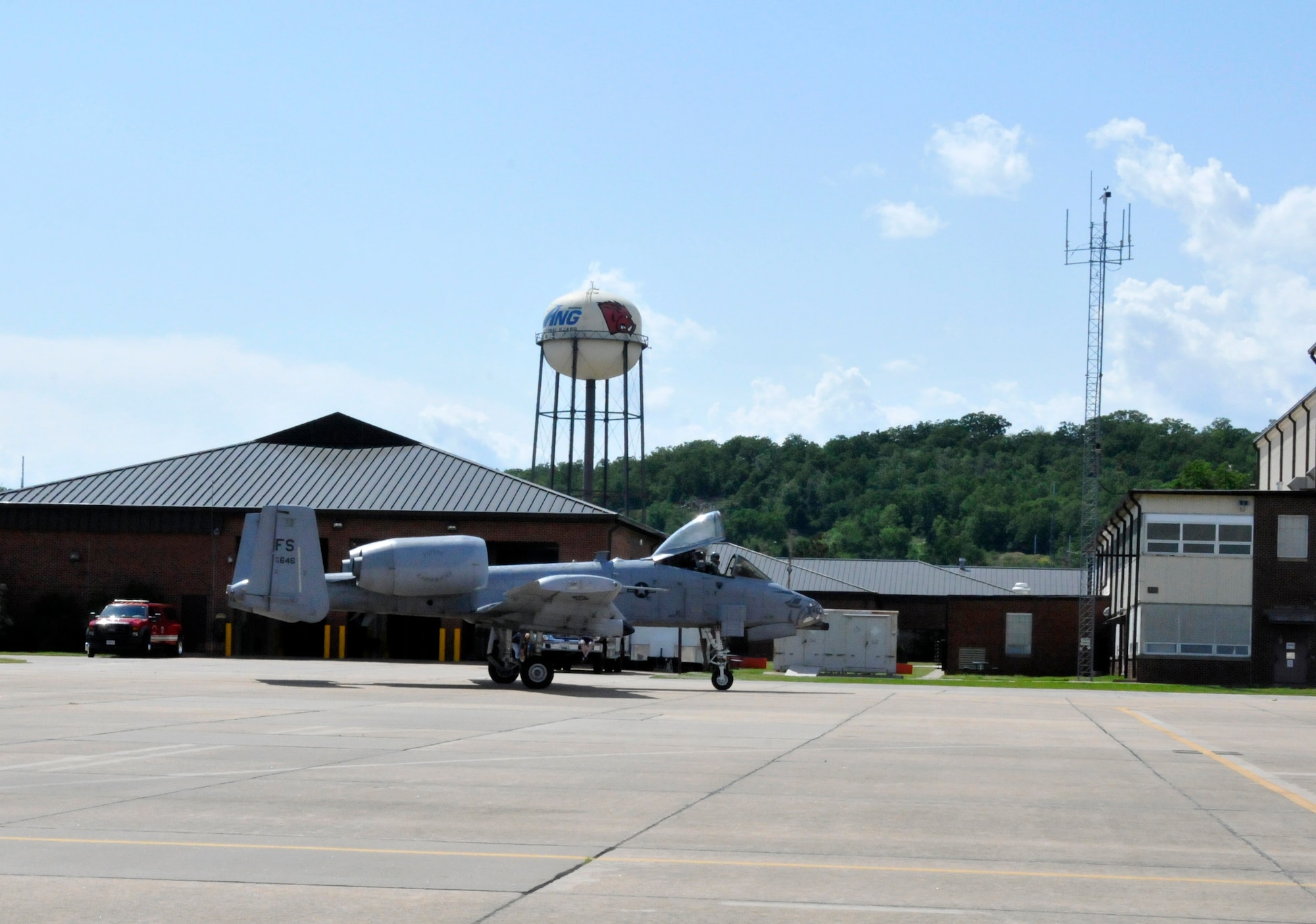 Col. Brian T. Burger, 188th Operations Group commander, conducted his ceremonial fini (final) training flight in the A-10C Thunderbolt II “Warthog” (Tail No. 646) May 15, 2014, at Ebbing Air National Guard Base, Fort Smith, Arkansas. Burger has flown the Warthog longer than any 188th pilot. The last two A-10s depart Fort Smith June 7, 2014, as the 188th transitions from a fighter mission to an intelligence, reconnaissance and surveillance/ remotely piloted aircraft mission. (U.S. Air National Guard photo by Tech Sgt. Josh Lewis/Released)