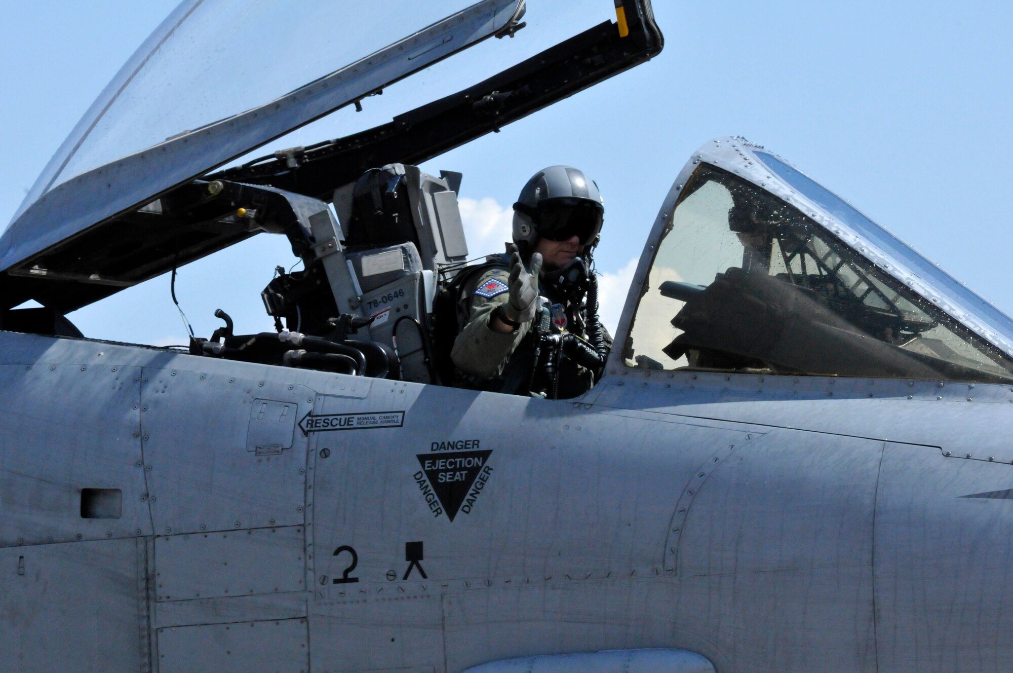 Col. Brian T. Burger, 188th Operations Group commander, conducted his ceremonial fini (final) training flight in the A-10C Thunderbolt II “Warthog” (Tail No. 646) May 15, 2014, at Ebbing Air National Guard Base, Fort Smith, Arkansas. Burger has flown the Warthog longer than any 188th pilot. The last two A-10s depart Fort Smith June 7, 2014, as the 188th transitions from a fighter mission to an intelligence, reconnaissance and surveillance/ remotely piloted aircraft mission. (U.S. Air National Guard photo by Tech Sgt. Josh Lewis/Released)