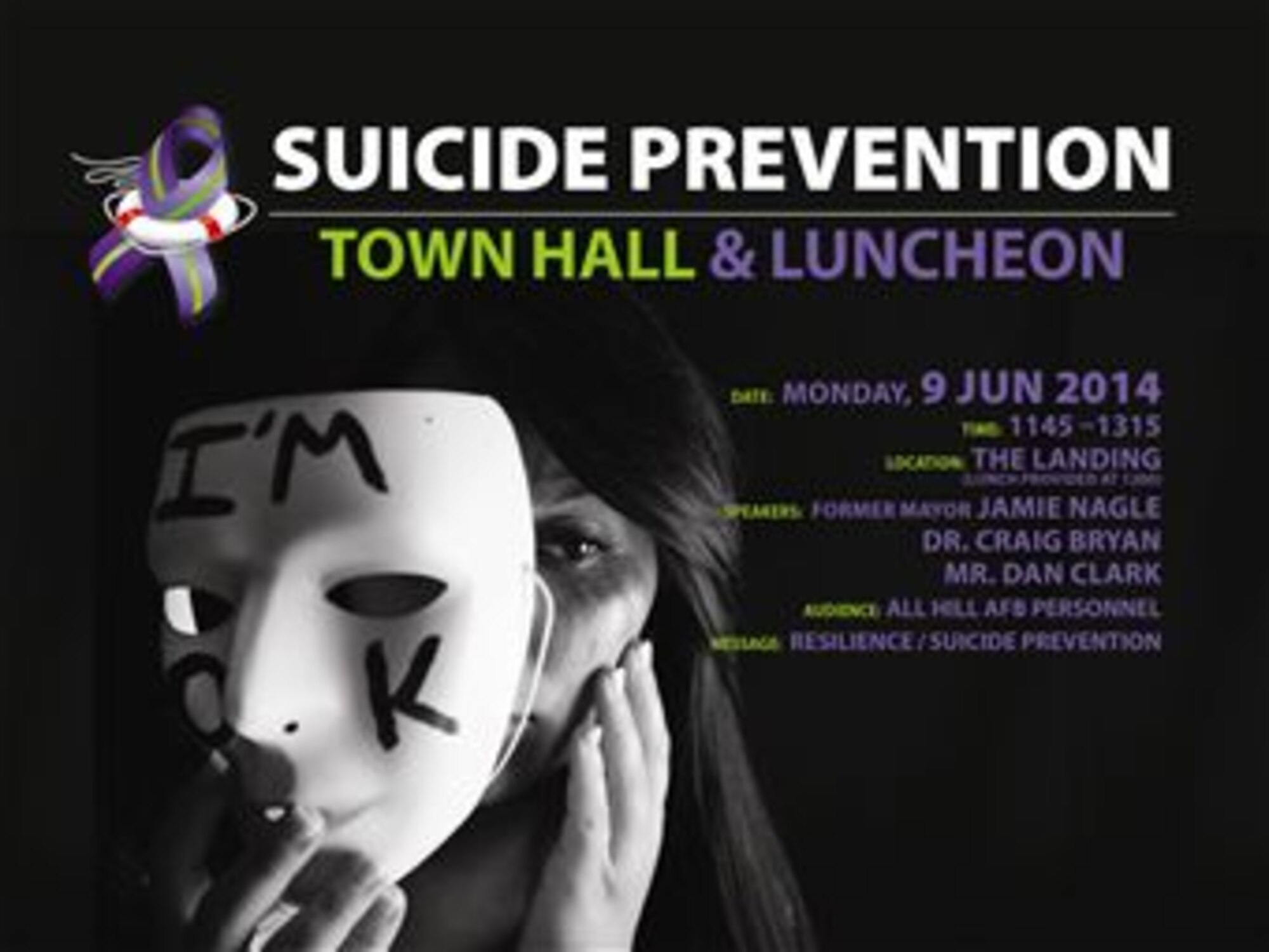 Hill Air Force Base will host a suicide prevention town hall luncheon June 9 at The Landing. (U.S. Air Force graphic illustration by David A. Perry)