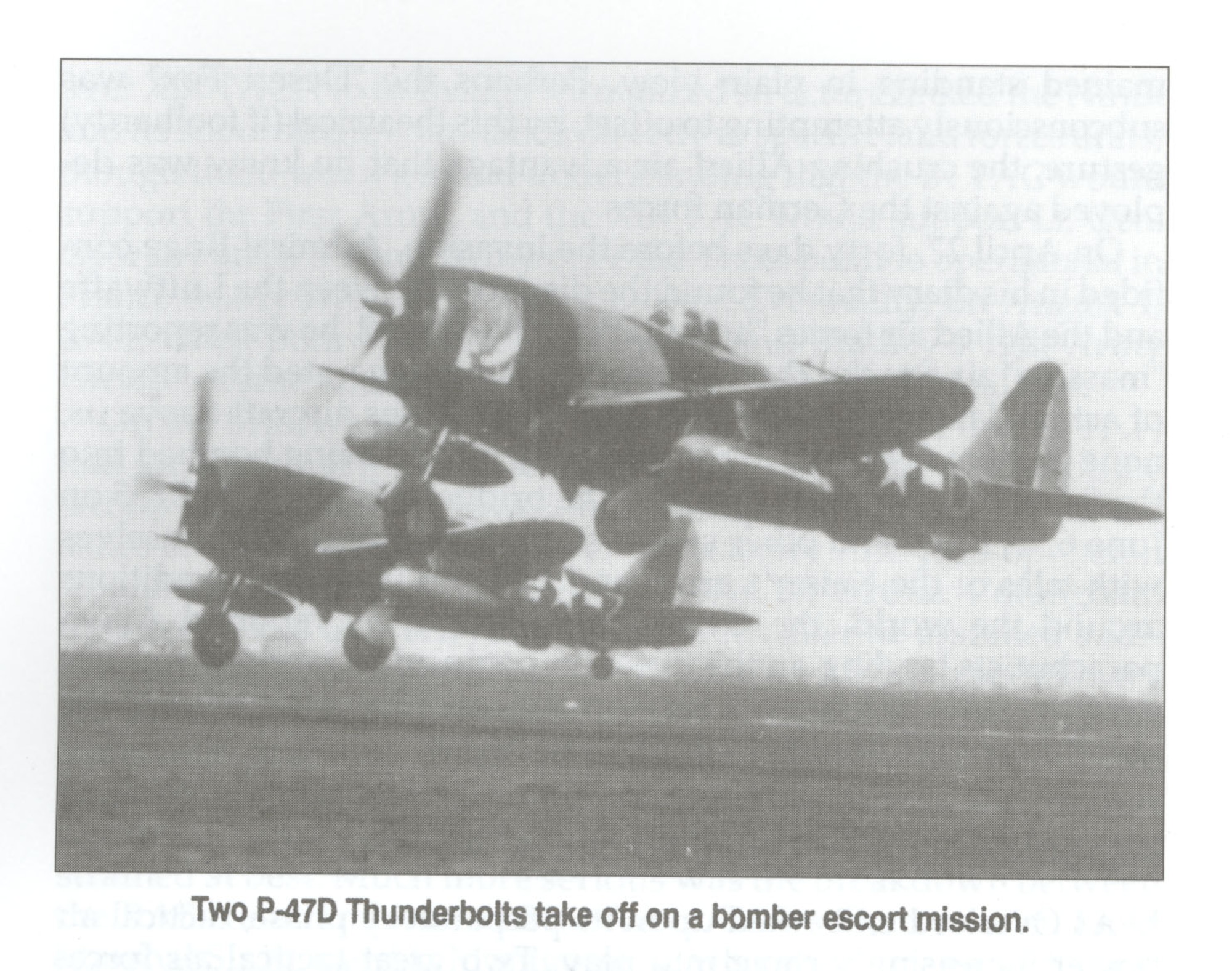 P-47 Thunderbolts on a bomber escort mission.