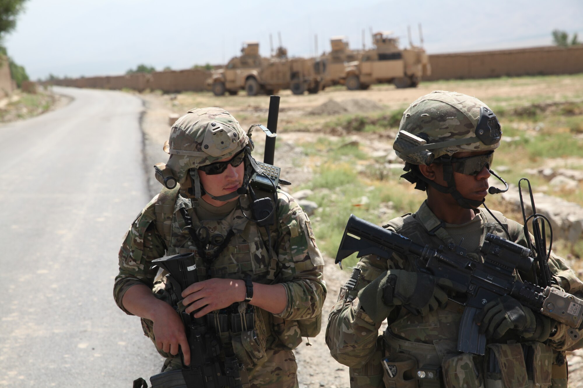 Reaper Team 5 radio telephone operators keep watch while dismounted outside the wire. 
(Courtesy photo by National Geographic Television/David Clawson)
