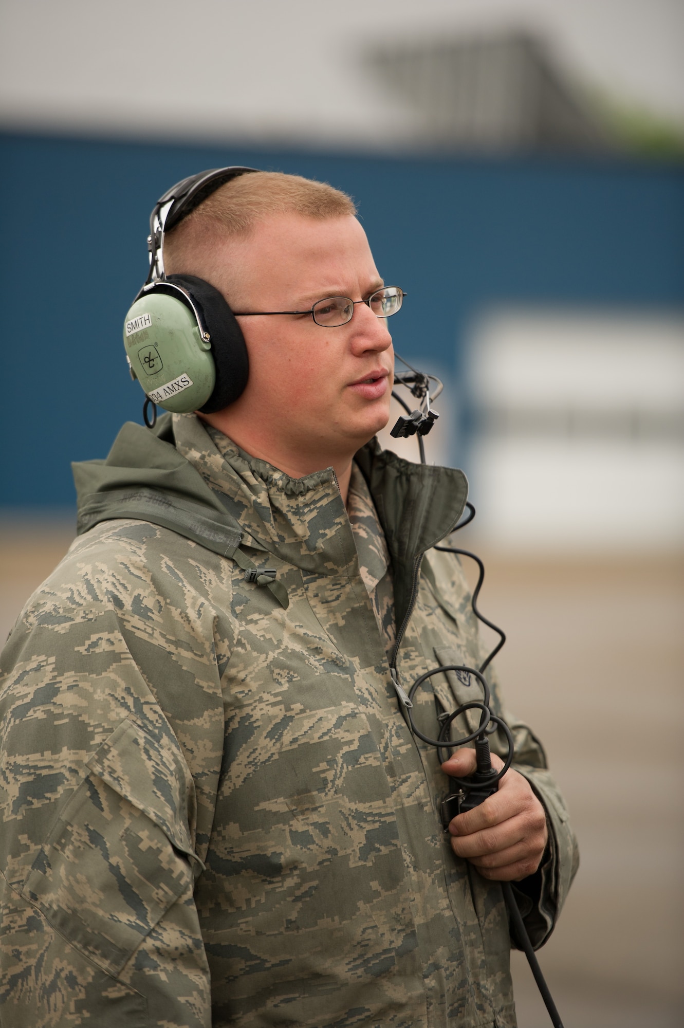 U.S. Air Force Staff Sgt. George Smith, crew chief, 934th Airlift Wing, Minneapolis Air Reserve Station, Minn., performs a pre-flight check on a C-130H Hercules aircraft during Maple Flag 47 in Edmonton/Cold Lake, Alberta, Canada, May 26, 2014. Maple Flag is an international exercise designed to enhance the interoperability of C-130 aircrews, maintainers and support specialists in a simulated combat environment. (U.S. Air Force photo by Tech. Sgt. Matthew Smith/Released)