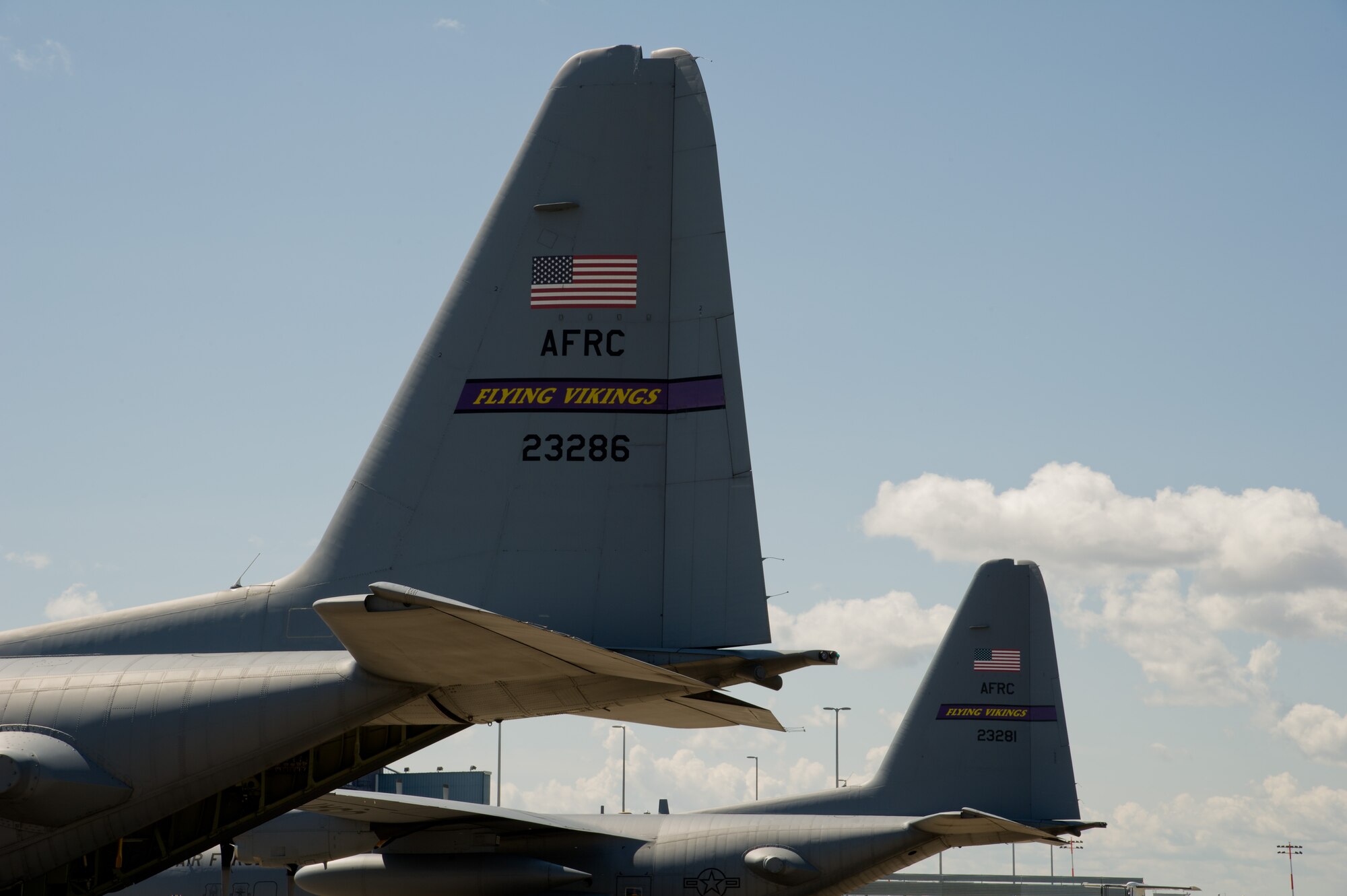 U.S. Air Force C-130H Hercules aircraft from the 934th Airlift Wing, Minneapolis Air Reserve Station, Minn., are parked on the ramp during Maple Flag 47 in Edmonton/Cold Lake, Alberta, Canada, May 30, 2014. Maple Flag is an international exercise designed to enhance the interoperability of C-130 aircrews, maintainers and support specialists in a simulated combat environment. (U.S. Air Force photo by Tech. Sgt. Matthew Smith/Released)