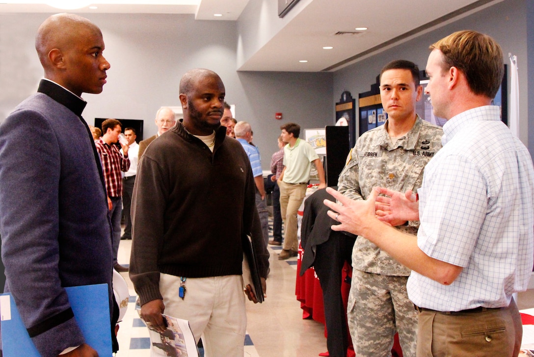 The Citadel held a job fair for its night class students to learn about engineering jobs in the area. Max Carroll and Charleston District Deputy Commander Maj. John O'Brien attended the event to discuss job opportunities at the Charleston District.