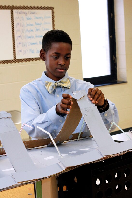 Keishon Skinner takes part in the Gateway to Technology program at Sedgefield Middle School, which develops hands-on STEM curricula for students. Skinner entered a bridge building competition through the program to learn more about STEM.