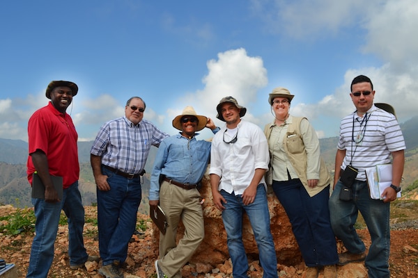 Jacksonville District’s Haiti Feeder Rural Road team performed a site assessment for Mahotiere Road, in the Kenscoff region of Haiti, outside Port-au-Prince. Pictured left to right are Tony Smith, Edwin Cuebas, Pierre Massena, Stephen Meyer, Crystal Markley and Edgardo Velez. 