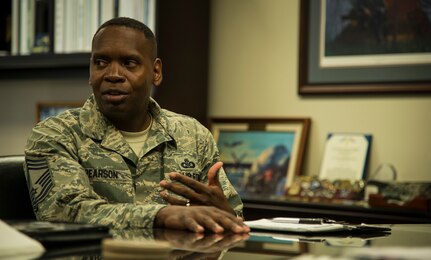 Chief Master Sgt. Tony Pearson, Army and Air Force Exchange Service senior enlisted advisor, briefs Joint Base Charleston leadership on the Base Exchange June 2, 2014, at the wing headquarters building on JB Charleston, S.C. The Army and Air Force Exchange Service is a joint non-appropriated fund instrumentality of the Department of Defense and is directed by a board of directors which is responsible to the Secretaries of the Army and the Air Force through the Service Chiefs of Staff.  The Exchange has the dual mission of providing authorized patrons with quality merchandise and services at competitively low prices and generating non-appropriated fund earnings as a supplemental source of funding for military morale, welfare and recreation programs. (U.S. Air force photo/ Airman 1st Class Clayton Cupit)