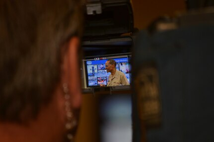 OFFUTT AIR FORCE BASE, Neb. (June 3, 2014) Commander, U.S. Strategic Command (USSTRATCOM) Adm. Cecil D. Haney speaks to members of media outlets during the USSTRATCOM local media day event. Haney hosted a command orientation and offered the opportunity to meet with senior USSTRATCOM leadership. Haney emphasized the importance of executing strategic deterrence and assurance operations through the nuclear triad&#039;s three components - intercontinental ballistic missiles, ballistic missile submarines, and nuclear capable heavy bombers. (U.S. Navy photo by Mass Communication Specialist 1st Class Byron C. Linder/Released)