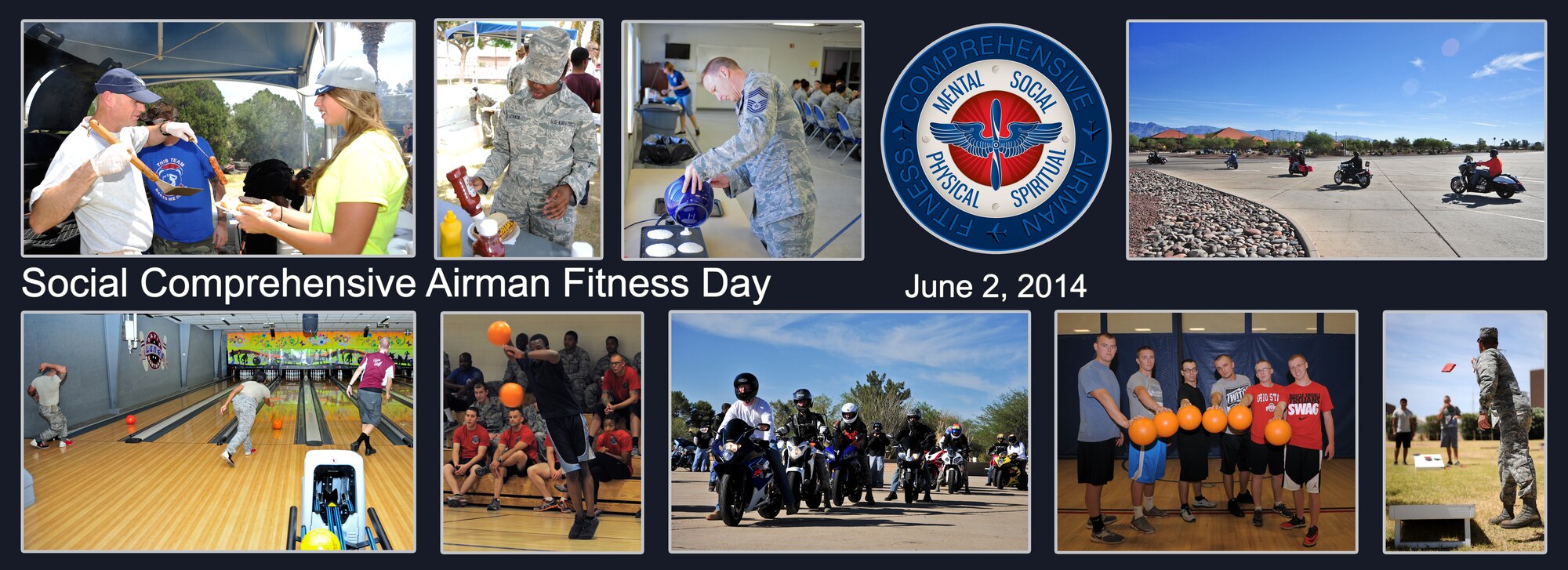 A Comprehensive Airman Fitness Day focusing on the social pillar was held at Davis-Monthan Air Force Base, Ariz., June 2, 2014.  The social pillar of CAF encourages developing and maintaining trusted, valued friendships that are personally fulfilling and foster good communication, including the exchange of ideas, views and experiences.  (U.S. Air Force Photo by Airman 1st Class Chris Massey/Released)