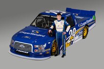 NASCAR Camping World Truck Series driver Ryan Blaney toured a 445th Airlift Wing C-17 Globemaster III June 3. Ohio native Blaney was visiting the base for a promotional stop, signing autographs and visiting with fans. (Courtesy photo)  