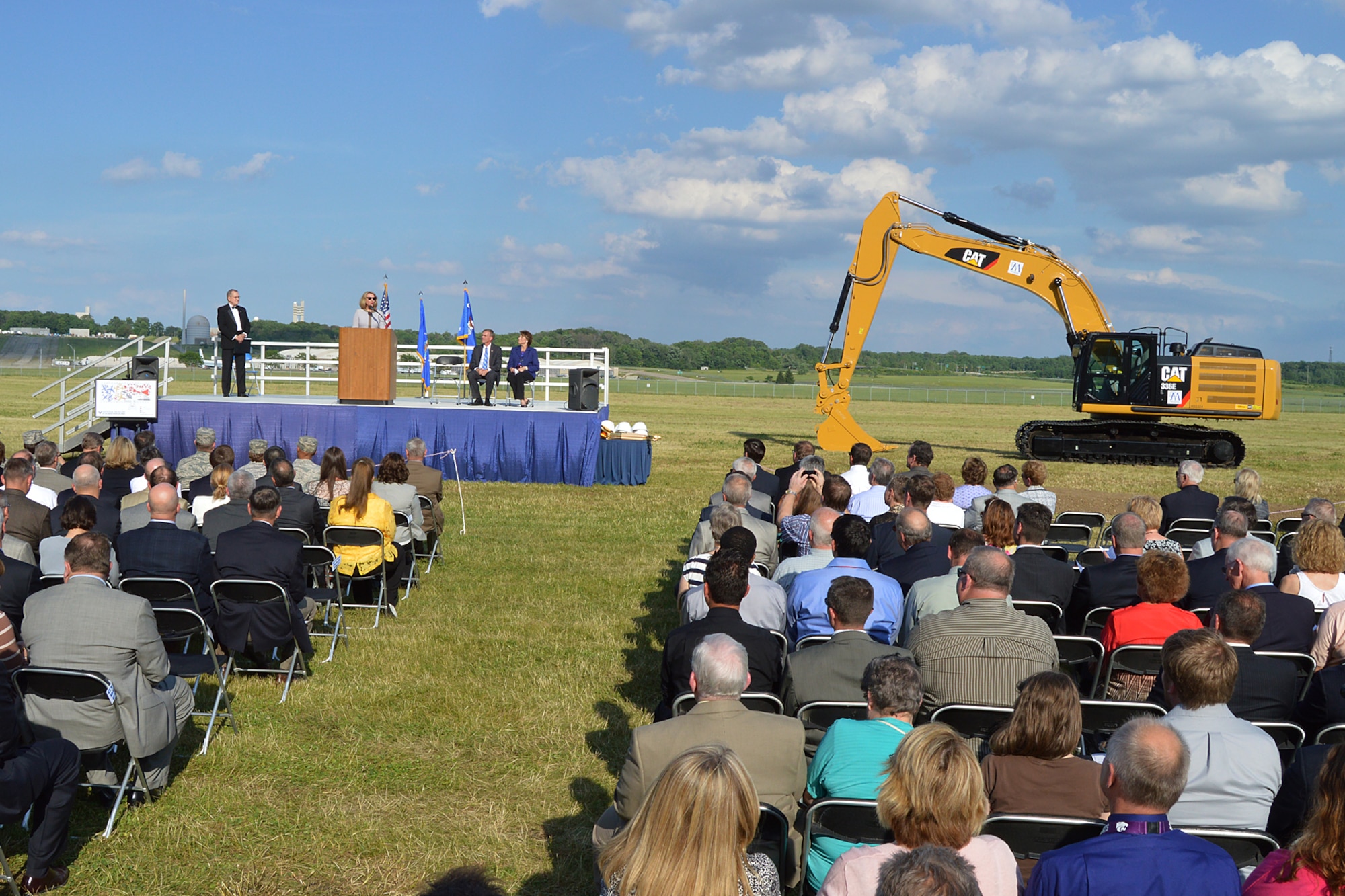DAYTON, Ohio -- A ceremonial groundbreaking event for the new 224,000 square foot fourth building was held on June 3, 2014, at the National Museum of the U.S. Air Force. Secretary of the Air Force Deborah Lee James gave her comments about the importance of the museum's expansion. (U.S. Air Force photo by Ken LaRock) 
