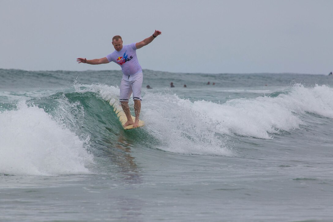 Military members from the the British Army Surf Team competed against the U.S. Armed Forces team in the 2014 Red Bull Rivals International Surf Competition in the waters of Del Mar May 24. This is the fourth year the competition has been hosted on base and the first year an international team has participated.