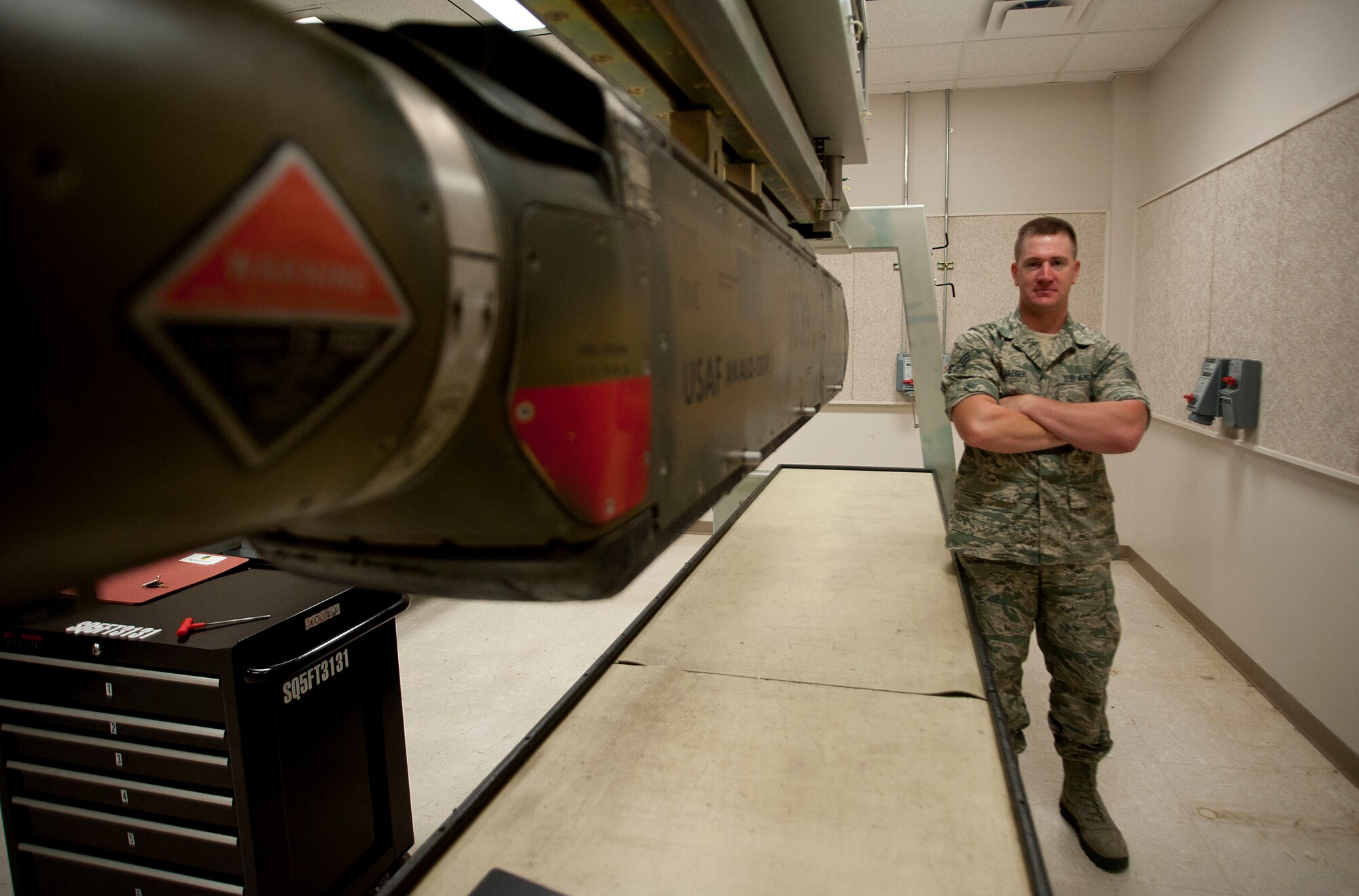 Senior Airman Derek Jaeger received the ACE award June 5, 2014. The ACE award is given for maintaining a 100 percent average. (U.S. Air Force photo by Airman 1st Class Jelani Gibson) 