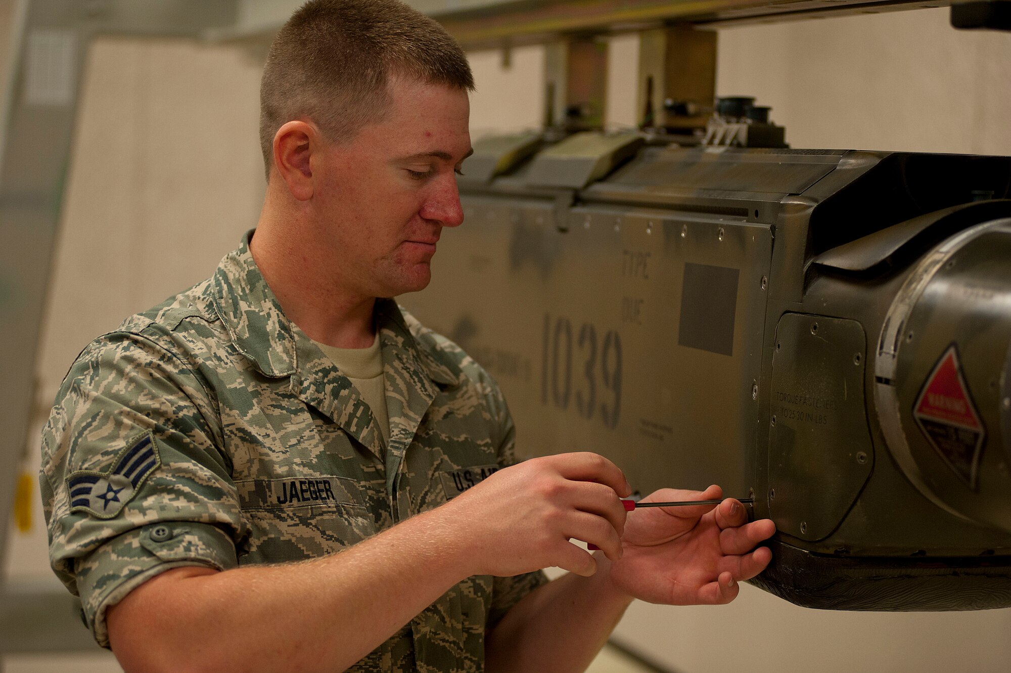 Senior Airman Derek Jaeger received the ACE award June 5, 2014. The ACE award is given for maintaining a 100 percent average. (U.S. Air Force photo by Airman 1st Class Jelani Gibson) 