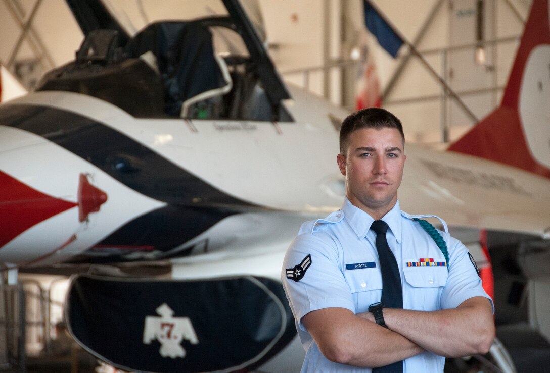 Airman 1st Class Eric Ayotte, a 364th Training Squadron electrical and environmental systems apprentice graduate from East Lansing, Mich., has earned the ACE award June 5, 2014, at Sheppard Air Force Base, Texas. The ACE award is given for maintaining a 100 percent average throughout each block test. (U.S. Air Force photo/Airman 1st Class Robert L. McIlrath)