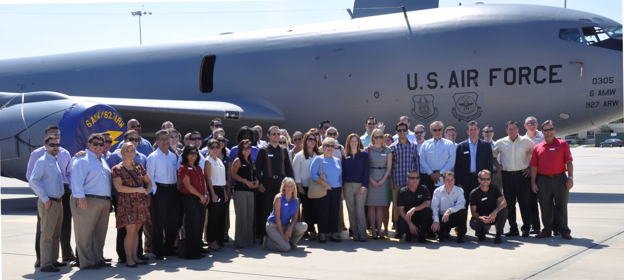 Members of Leadership Tampa Bay, an organization comprised of civic leaders from the Tampa Bay area, visited MacDill AFB June 5. During their annual visit, the group toured a KC-135 Stratotanker, the control tower, the fire station and the Security Forces K9 unit. (U.S. Air Force photo/Capt. Joe Simms) 

